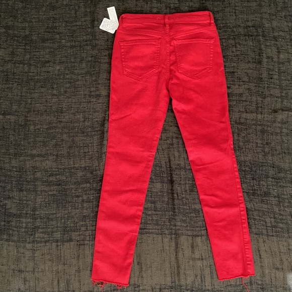 Free People Reagan Skinny Raw Hem Jeans RED - Picture 5 of 9